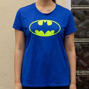 Under Armour Batman Heat Gear Fitted Blue Short Sleeve Size L